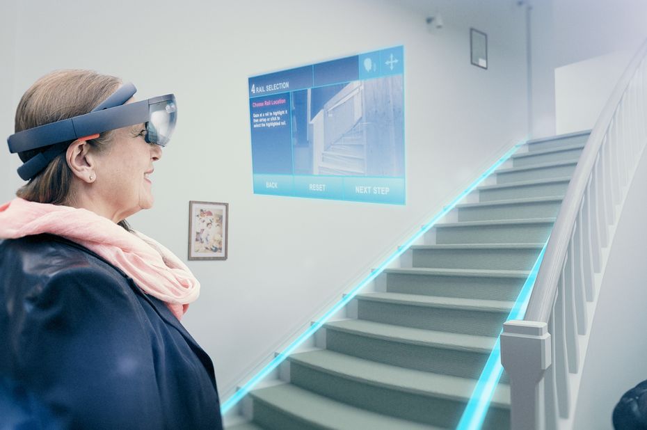 Thyssenkrupp Monte-escaliers installés à partir de modélisations 3D par lunettes de réalité augmentée